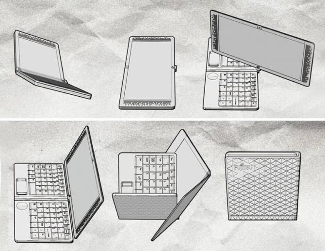 Conceptual laptop-transformer Flexbook